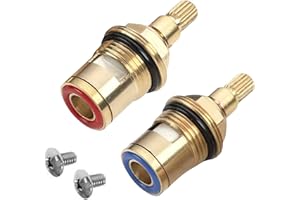 MAKLOEE 2 Pcs Replacement Tap Cartridge Replacement Kit for Mixer Tap - 20 Spline, Equipped with Durable Cartridge Tap Valve, Ideal for Kitchen & Bathroom (Hot & Cold)
