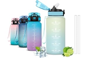 Mujigaga Borraccia Bambini, Borraccia 500 ml, Borraccie con Cannuccia, Senza Perdite, Borracce Motivazionale, Facile da Trasportare, Con Slogan Motivazionale, Borracce per Scuole, Sport, Nuotare