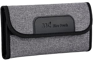 JJC Bolsa protectora para filtro de lente de cámara de 4 bolsillos para filtros de hasta 58 mm de diámetro, bolsa de transporte interior de neopreno elástico con un paño de limpieza de microfibra