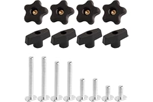 POWERTEC 71121 T-Track Knoppsats med gängade knoppar och 5/16 tums-18 T-bultar för träbearbetningsjiggar och armaturer – 16-d