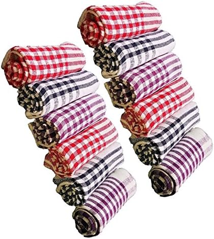 ALOUD CREATIONS Reusable Cotton Cleaning Cloth | Multipurpose Kitchen Napkin | Table Wipe | Multicolour | Medium Size – 12x20 Inches | Pack of 6