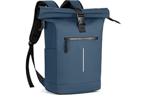 Lekeinchi Rolltop Rucksack Wasserdicht für Damen & Herren, Großer Laptop Rucksack mit Computerfach für 17 Zoll Laptop, Elegant Reiserucksack Daypack für Reisen, Radfahren, Uni Schule-Blau Groß(XL)