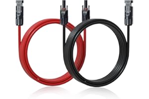ECO-WORTHY Cavo solare ANFIL 6 mm2/10 AWG pannello solare fotovoltaico cavo di prolunga solare PV cavo con presa e spina per sistemi solare professionale da incasso (1 m rosso + 1 m nero)