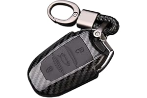 Happyit Obudowa z włókna węglowego ABS + silikonowa obudowa kluczyka samochodowego brelok do Peugeot 206 301 307 308 408 508 2008 3085 3008 3 przyciski (czarna), Czarny