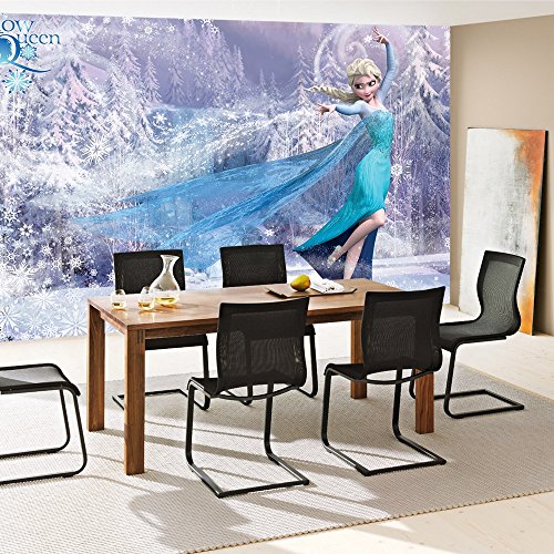 Vlies Fototapete PREMIUM PLUS Wand Foto Tapete Wand Bild Vliestapete – Eiskönigin Elsa Anna Vektorgrafik Disney Mädchen Kindertapete – no. 2766, Größe: 416 x 254cm Vlies - 8