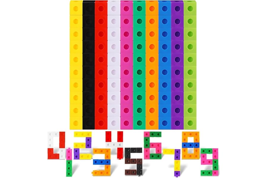 TOGHPUW 100 Pcs Maths Cubes With 10 Colours, Fractions Resources For Children, Linking Cubes, Early Years Maths Learning, Magic Counting Blocks, Geometric Cube, Math Cubes, Math Toys, Math Link Cubes