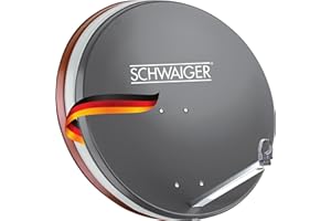 SCHWAIGER Satellitenschüssel 75 cm Aluminium rostfrei Alu SAT Schüssel Spiegel Offset Antenne mit LNB-Tragarm Kabelführung Masthalterung wetterfest langlebig TV Fernsehen HD Astra Hotbird Eutelsat