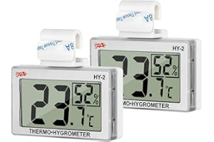 LXSZRPH Reptile Hygrometer and Thermometer High LCD Display Temperature Humidity Meter Gauge with Hook for Reptile Tanks, Terrariums, Vivariums (2 Packs)