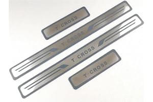 CWWHY 4 Stücke Auto Styling Edelstahl Einstiegsleisten Kick Plates, Türschwelle Scuff Pedal Anti Scratch Schwellenabdeckung Schutz Trim Sticker Zubehör für T-Cross 2017 2018 2019 2020