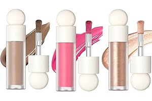 ‎OFANYIA Ofanyia 3Pcs Liquid Blush Highlighter Contour Set, Soft Cream Highlighter Contour Blush Face Makeup, Lightweight Blendable Feel, Easy to Blend Soft Velvet Liquid Blusher for Cheek