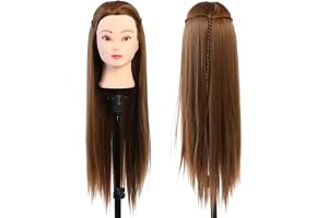 Long Hair Mannequin Head, Manikin Cosmetology Head, Heat-Resistent Silky for Hair-Styling Hair Salons Hair Stylists Beauty Teacher