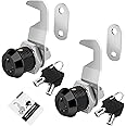 Azonee Black Toolbox Lock with Keys, Cabinet Locks Keyed Alike, Hook Cam, Tubular Cam Lock, Tool Box Lock with Manual, Harbor Freight Tool Cart Lock, Zinc Alloy, 5/8 Inch 2 Pcs, Black