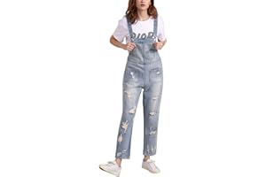 LAEMILIA Salopette Femme en Jeans Combinaison Grande Taille Bodysuit Pantalon Denim Casual