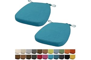 ‎ORUMRUD Orumrud 43 x 40 x 33 cm (5 cm thick) Chair Cushion, Garden Chair Seat Cushion, Dining Room Chair Seat Cushion, Washable, with Zip, Straps, Non-Slip Seat Cushion for Garden Chairs (Light Blue, Pack of
