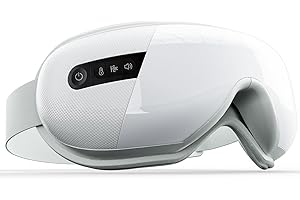 XJUGEZ Eye Massager with Heat, Compression＆Music, Electric Heated Eye Mask for Relax Eyes, Relieve Eyestrain & Dry Eyes, Birthday Gifts for Women/Men/Mom/Dad, White