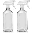 Glass Spray Bottles Empty 16oz Boston Round Bottle Refillable Container for Essential Oils with Funnel Lables Cleaning Products Aromatherapy Lotions Liquid Soaps (WhiteWhite)
