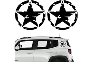 Longivia® 2 Pezzi Adesivo Stella Militare Nera – Diverse Dimensioni 25cm 20cm 15cm 10cm – Diversi colori - Adesivi per 4x4 off Road Decalcomanie per Auto Moto Fuoristrada Renegade Wrangler Panda