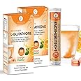 G-Glowsik L-Glutathione 80 Effervescent tablets for skin health, reduced glutathione with collagen-vitamin c for Antioxidants, Detoxification, Orange Flavour skin health supplement (80 Effervescent Tablets)