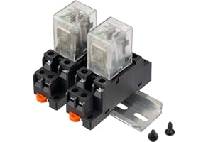 EPLZON DC 24V JQX-13FL 62PL Coil 8 Pin 10A DPDT LED Indicator Electromagnetic Power Relay with Plug-in Terminal Socket and DIN Slotted Aluminum Rail