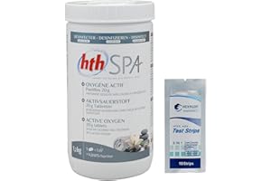 HEXAGON PISCINE ET SPA HTH Spa OXYGENE Actif Pastilles 20g - 1,2kg | Désinfection Régulière sans Chlore - Dissolution Rapide + 10 Tests HPS OFFERTS 6 en 1
