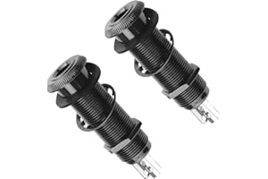 MEISO 2 Stück Stereo Klinkenbuchse, 6,35 mm Stereo Klinkenbuchse, mit 4 poligem Gitarren Bass 1/4 Zoll Klinkenbuchse Zylinder Eingangs/Ausgangsbuchsen Gitarrenzubehör