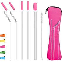 Set di cannucce riutilizzabili in acciaio inox, accessori confezione da 4 cannucce lunghe 31 cm con 1 spazzola per la pulizia, adatto per tumbler Cup, atossico, lavabile in