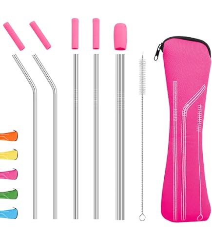 Tomorotec Edelstahl Strohhalm-Set Für Stanley Cups – 6 Stück, Mit Silikonspitzen, 3 Längen, Inkl. Reinigungsbürsten