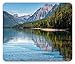 Price comparison product image Coastal Mouse Pad, McDonald Lake America Mountains Forest Countryside Rural Woods, Standard Size Rectangle Non-Slip Rubber Mousepad, Green Purplegrey Light Blue
