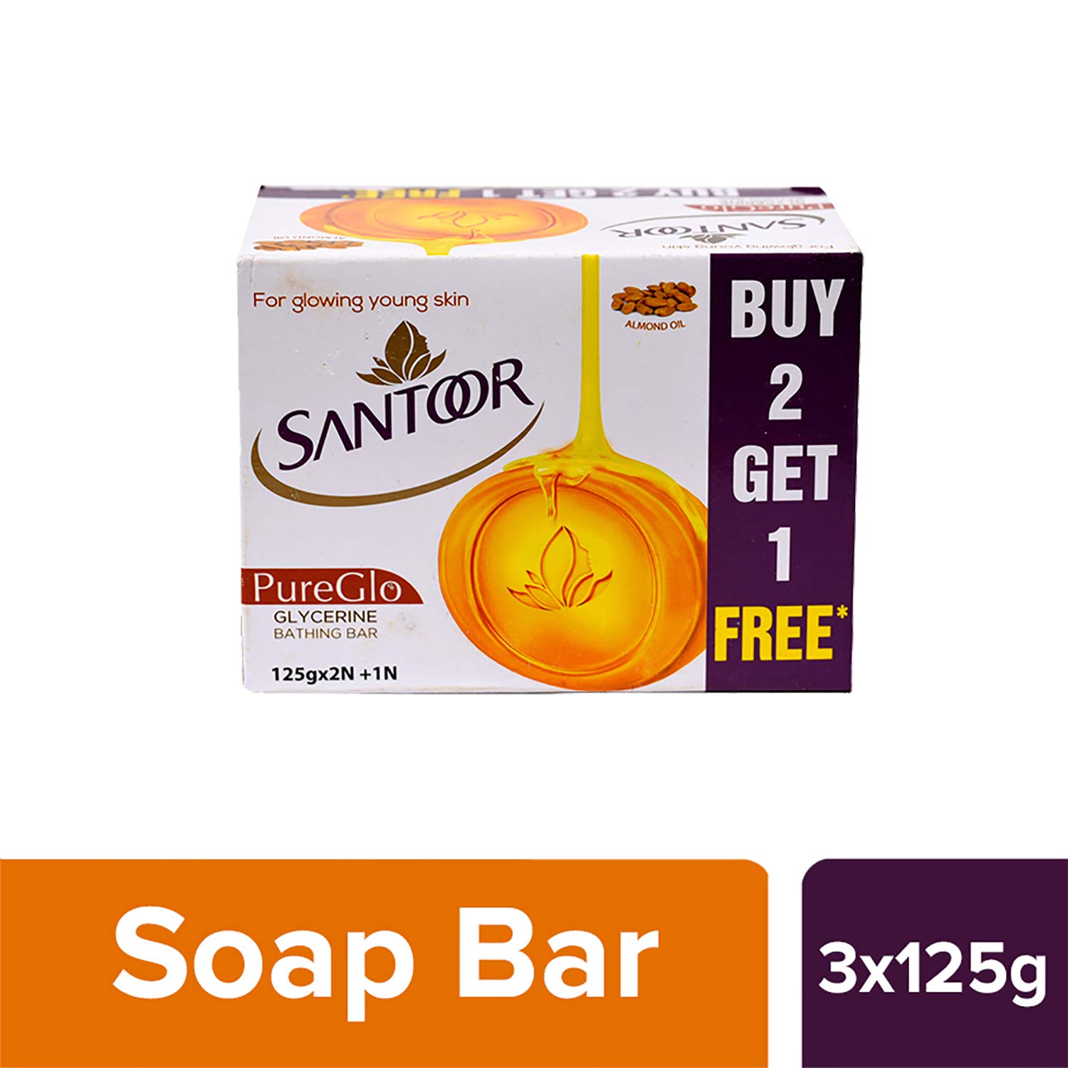 santoor pureglo glycerine soap with almond oil and glycerine