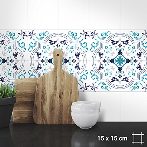 Wandkings Fliesenaufkleber - Design "Bruno", 15 x 15 cm, 24 Aufkleber für Fliesen in Badezimmer, Küche & mehr