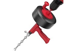 JOWHOL Sonda Struttatubi Efficace 7,6 m Spirale Flessibile per Pulizia Tubi con Punta Trapano e Tamburo Metallico - Rimuove Intasamenti in Cucina e Bagno