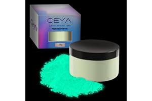 Ceya Poudre de pigment phosphorescente pour résine époxy, slime, peinture acrylique, ongles, beaux-arts, fête à thème, loisirs créatifs - Bleu vert 150 g