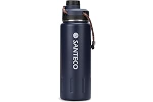 SANTECO Botella Agua Acero Inoxidable 500ml/710ml - Botella de Agua Termica Deportiva - Botella Termo de Frío/Caliente - Cantimplora a prueba de fugas para Niños, Oficina, Gimnasio, Ciclismo, Sin BPA