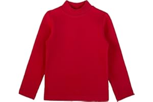 Lilax Girls' Basic Long Sleeve Mock Turtleneck Cotton T-Shirt