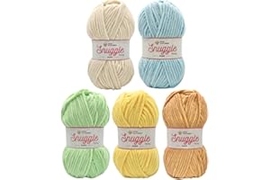 LITTLE WOOL SHOP LittleWoolShop Snuggle Puff Chunky Chenille Yarn 100g - 100% Supersoft Polyester (Mixed Pack 1, Pack of 5)