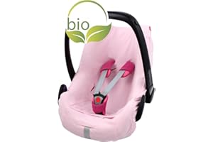 ByBoom® - Seat Cover, Summer Cover, Universal Cover for Infant car Seats eg; Maxi-COSI City, Cabrio, Pebble; Made from 100% Organic Cotton, Color:Pink