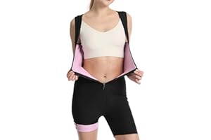Fjquamitix Sauna Suit For Women With Front Zipper Black Outside And Pink Inside, Sweat Vest For Weight Loss Women, Tummy Control Fitness Vest