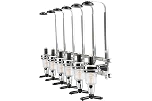 XUANYU Distributeur d'alcool pour 6 Bouteilles, Distributeur de Boissons pour Bar, Support Bar Distributeur Boissons Murale, Mesures Dosage 1,5 oz (43 ML) (Argent 6 Bouteilles)