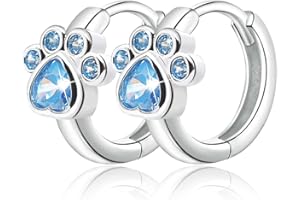 ELENSAN Earrings for Women 925 Sterling Silver CZ Small Hoop Cartilage Earring | Cubic Zirconia with Dog Cat Pet Puppy Paw Huggie Hoop Earring Hypoallergenic Piercing Jewelry