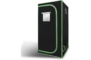 Izrielar Tente de Culture, Grow Box, Grow Box, Opaque et imperméable, Serre pour la Maison, Oxford 600D, 100x100x200cm Noir et Vert