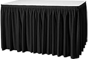 Gastro Uzal - Skirting Tischrock mit Plisseefalte, Verschiedene Größen und Farben, für Tische, Büffet (Schwarz, 410 x 73 cm)