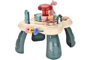 EASTUY Baby Activity Table Baby Abenteuer Spieltisch Mit Licht, Musik Und Kleine r Zug, Baby Activity Center Mit 8 Spielfeldern Und Interaktiven Elementen, Spielerisch Lernen Für 6 Monate Baby Mädchen Junge