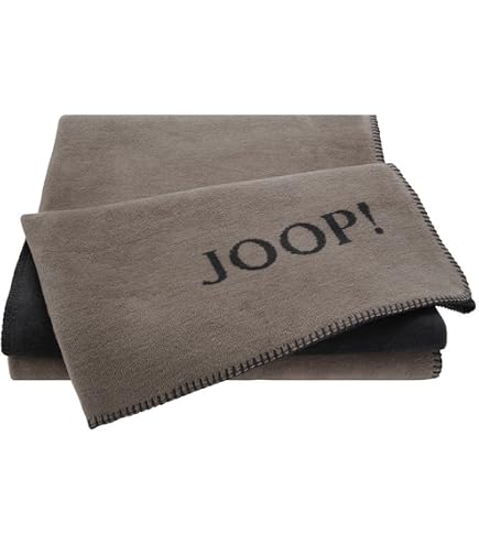 Joop! Plaid Jacquard Fiordaliso Double: Coperta In Misto Cotone 150x200 Cm (Nero) - Eleganza E Calore