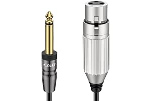 J&D XLR na TS kabel mikrofonowy, 6,35 mm, PCW, 6,35 mm, 1/4 cala, TS męski na XLR żeński, niezrównoważony mikrofon stereo kabel audio do głośnika, mikrofonu, mikser gitarowy, wzmacniacze