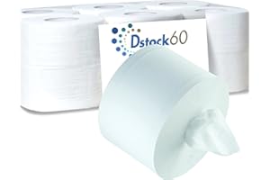 DSTOCK60-12 rouleaux de papier toilette à dévidage central ou latéral mini jumbo - Pure ouate lisse 200 Mètres de long - Compatible distributeur mini jumbo à dévidage central