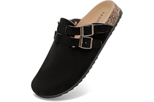 Otoepazm Mules et Sabots Homme Femme,Chaussons Cuir Liège Pantoufles Sabot Adulte- Antidérapants Semelle