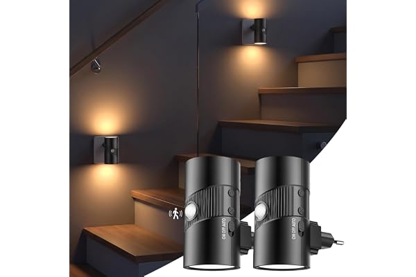 Nattlampa, 2 st nattlampa med rörelsesensor och skymningssensor, 3 temperaturer, dimbar lampa med uttag, för hall, sovrum, trappor