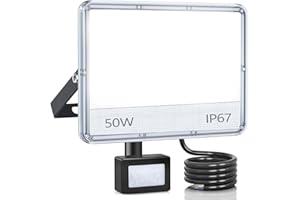 ANNIFUNLY Focos LED Exterior Con Sensor De Movimiento, 50W 5000LM Focos LED, Floodlight Proyector LED 6500K Blanco Frío, Impermeable IP67 Luce Para Casa, Garaje, Patio, Terraza, Campo