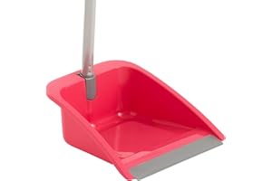 MAYA Recogedor Flex Plegable. Ideal para Espacios Pequeños. Diseño Compacto y Colgable. Pala de Polipropileno con Regleta de Goma. 26x25x86 cm (Color Rosa)