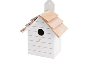 ABRUS® Wooden Bird House Outdoors | Assorted Decorative Hanging Bird House Garden (White)